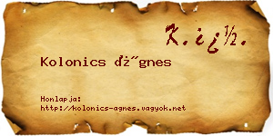 Kolonics Ágnes névjegykártya